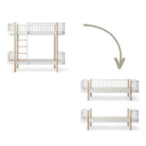 Wood Conversion kit Original bunk bed to 1 bed and 1 day bed, white/oak