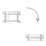 Wood Conversion kit Original low loft bed 128/138 cm to day bed, white/oak