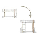 Wood Conversion kit Original low loft bed ladder bed end to loft bed ladder front, white/oak