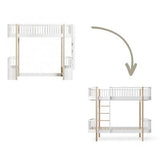 Wood Conversion kit Original low loft bed/Loft bed ladder bed end to bunk bed ladder front, white/oak
