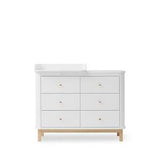Wood Nursery dresser 6 drawers w. small top, white/oak