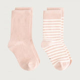 Ribbed Socks 2-pack Faded Pink - Cream