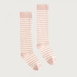 Long Ribbed Socks | Faded Pink - Cream