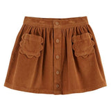 Corduroy Flowers Pockets Skirt - Pecan