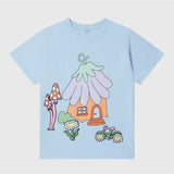Cotton Jersey T-Shirt With Fairy House Print & Detachable Badges - light blue