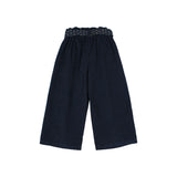 Soft velour girly pants - Navy