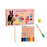 9 kleurpotloden 3 in 1 - Les Schmouks van Moulin Roty | Kids Conceptstore Le Fanfare