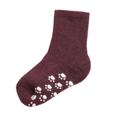 Wool socks w/anti slip Aubergine