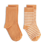 Ribbed Socks | 2-pack | Melon - Cream