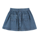 Jupe Poche Fleurs Denim Raye - Denim Raye