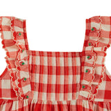 Robe Brodee Carreau - Vichy Rouge