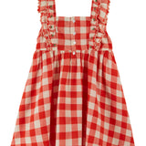 Robe Brodee Carreau - Vichy Rouge