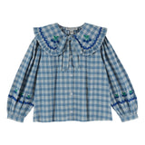 Blouse grand col carreau - Carreaux celestine