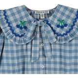 Blouse grand col carreau - Carreaux celestine