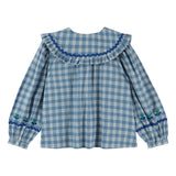 Blouse grand col carreau - Carreaux celestine
