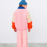 Color Block Polar Sherpa Jacket - Dark Blue