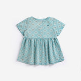 Daisy Mosaic all over woven dress - Light Blue