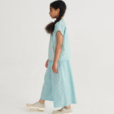Daisy Mosaic all over woven top - Light Blue