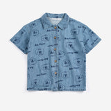 Pickle The Dog all over denim shirt - Prussian Blue