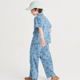 Pickle The Dog all over denim shirt - Prussian Blue