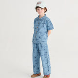 Pickle The Dog all over denim shirt - Prussian Blue