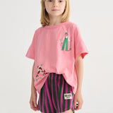 Striped terry cloth shorts - Purple