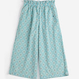 Daisy Mosaic all over woven culotte pants - Light Blue