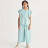 Daisy Mosaic all over woven culotte pants - Light Blue