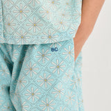 Daisy Mosaic all over woven culotte pants - Light Blue