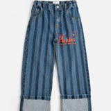 Pickles The Dog Striped denim pants - Navy Blue