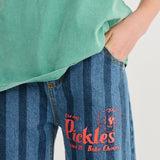 Pickles The Dog Striped denim pants - Navy Blue