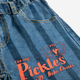 Pickles The Dog Striped denim pants - Navy Blue