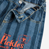 Pickles The Dog Striped denim pants - Navy Blue