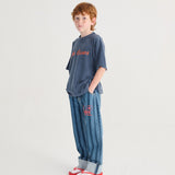 Pickles The Dog Striped denim pants - Navy Blue