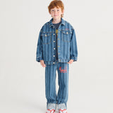 Pickles The Dog Striped denim pants - Navy Blue
