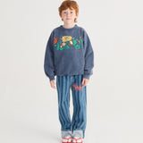 Pickles The Dog Striped denim pants - Navy Blue