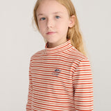 Energy Flower Stripes turtle neck T-shirt - Offwhite