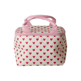 Cooler Bag with Red Hearts Print in Cream