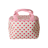 Cooler Bag with Red Hearts Print in Cream