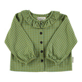 Blouse with collar - Green checkered