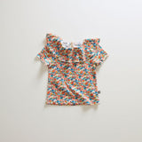 Ruffle Collar Tee - Gardenia/Intense Flower