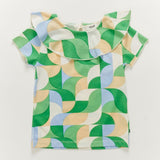 ruffle collar tee - fougere/geometric