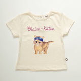 tee shirt - gardenia/chaton kitten print