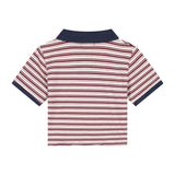 Pam Cropped Polo T-Shirt - Stripes Bordeaux/Navy/Ecru