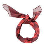 Chiffon bandana -Bordeaux with red apples allover