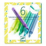 Set van 6 glitter markeerstiften - Mojito