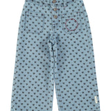 Flare trousers - Washed blue denim with black hearts