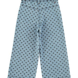 Flare trousers - Washed blue denim with black hearts