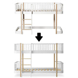 Wood Conversion kit Original low loft bed 128 cm to low bunk bed, white/oak