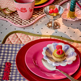 Cotton Napkin in Checks - Soft Raspberry